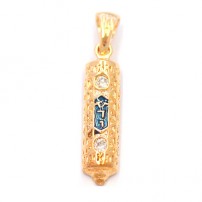 Gold Filled Oriental style Mezuzah Pendant with zircon
